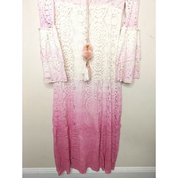 Venus Lace Maxi Dress Flare Sleeve Ombre Whimsy Cottage Fairy Boho - Picture 4 of 13